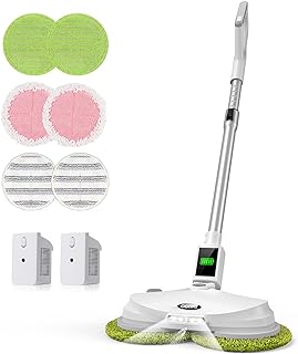 Photo 1 of Gladwell Cordless Electric Mop, 3 in 1 Spinner, Scrubber and Waxer Quiet and Powerful Cleaner, Spin Scrubber and Buffer, Polisher for Hard Wood, Tile, Vinyl, Marble And Laminate Floor, White