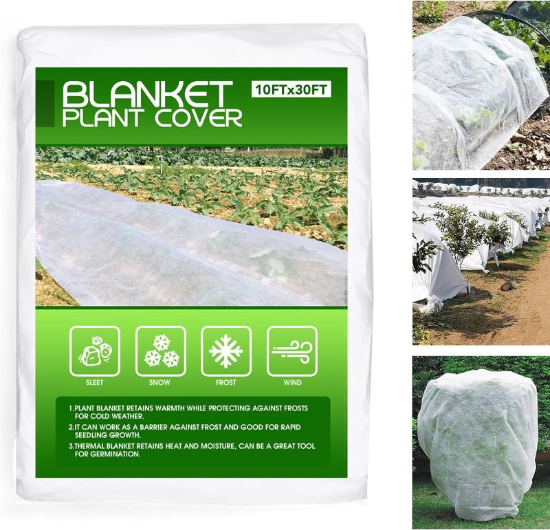 Photo 1 of Plant Covers Freeze Protection, 10 x 30Ft Frost Cloth Plant Freeze Protection, Thick Frost Blankets for Outdoor Plant Vegetables, Fabric Blankets Floating Row Cover for Winter Garden
