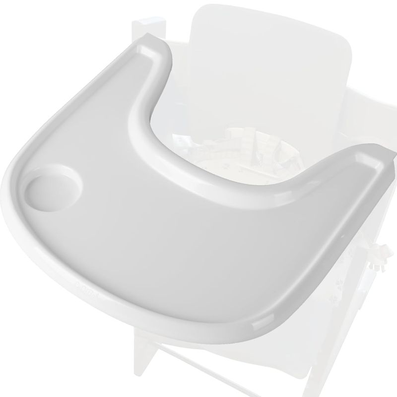 Photo 1 of Baby High Chair Tray Compatible with Stokke Tripp Trapp Chair with Cup Holder - Smooth Surface and Strong Suction - Made with Food-Safe Plastic (BPA BPS BPF Lead and Phthalate Free) - White
