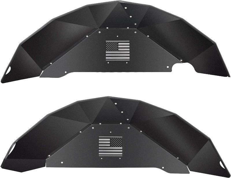 Photo 1 of Aluminum Rear Inner Fender Liner Compatible with 2007-2018 Jeep Wrangler JK JKU, US Flag Pattern, Great Fitting&Easy to Install, Jeep JK Accessories, Black 2PCS
