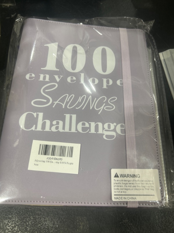 Photo 2 of 100 Envelopes Money Saving Challenge Binder A5, Savings Book With Expense Sheets Money Organizer for Cash, Family Emergency Storage Budgeting Budget Planner Planning and Saving $5050 Purple