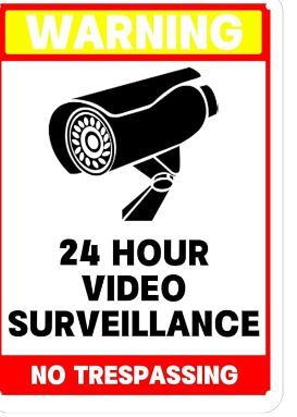 Photo 1 of Video Surveillance Sign 1 Pack No Trespassing Signs Metal Reflective Warning Sign Monitored Signs for House Business Yard Private Driveway 11 x 7 Inches
