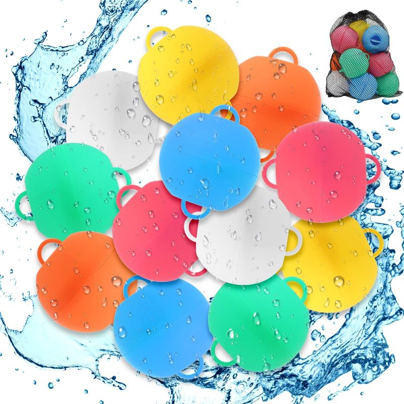 Photo 1 of 12 Pcs Reusable Water Balloons, Pool Beach Water Toys for Boys and Girls, Outdoor Summer Toys for Kids, Non-Magnetic Water Ball for Outdoor Activities (12pcs Style-A)
