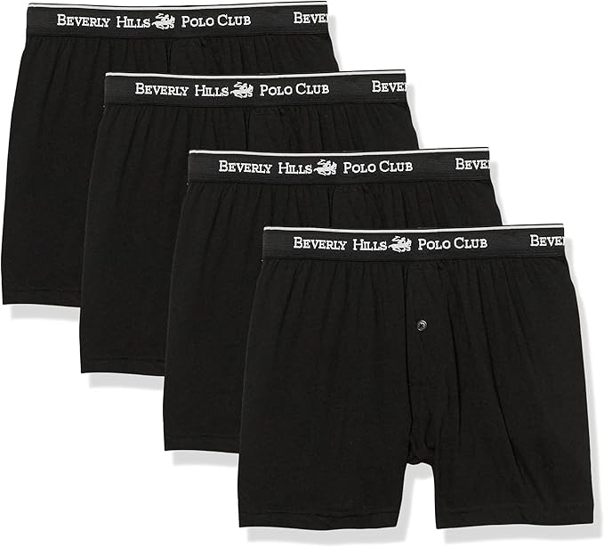 Photo 1 of Beverly Hills Polo Club Men's 4 Pack Knit Boxer - 3 BLACK 1 GREY