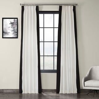 Photo 1 of  Fresh Popcorn & Black Solid Pinch Pleat Light Filtering Curtain - 25 in. W X 96 in. L (1 Panel) 