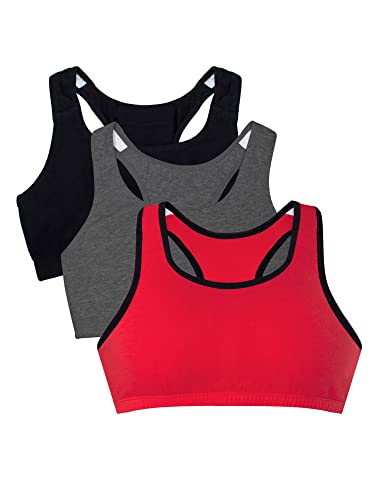 Photo 1 of  Fruit of the Loom Women's Built up Tank Style Sports Bra, RED HOT W.BLK/Charcoal/Black, 38 