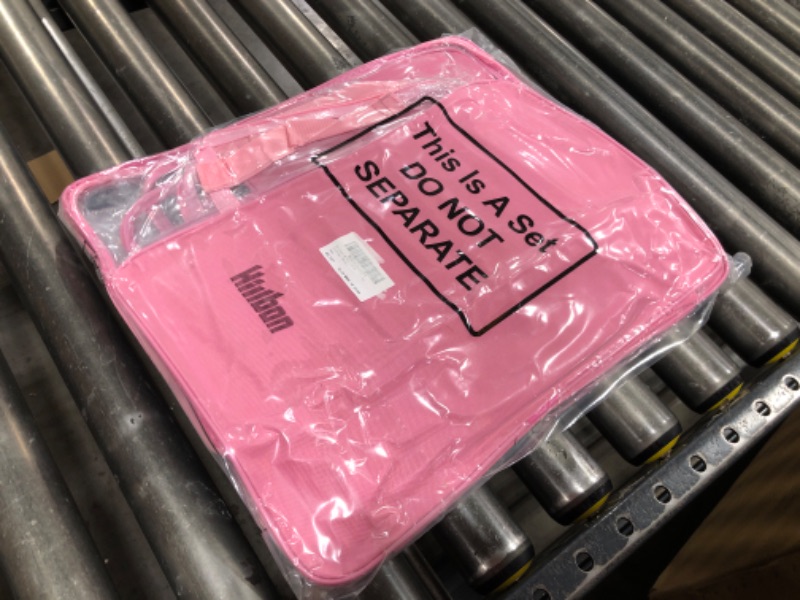 Photo 1 of Hillban 6 Pcs Large Clear Packing Cubes PVC Plastic Storage Cube 3 Sizes Travel Cubes Suitcase Packing Cubes Luggage Packing Organizers for Carry on Clothes Pink