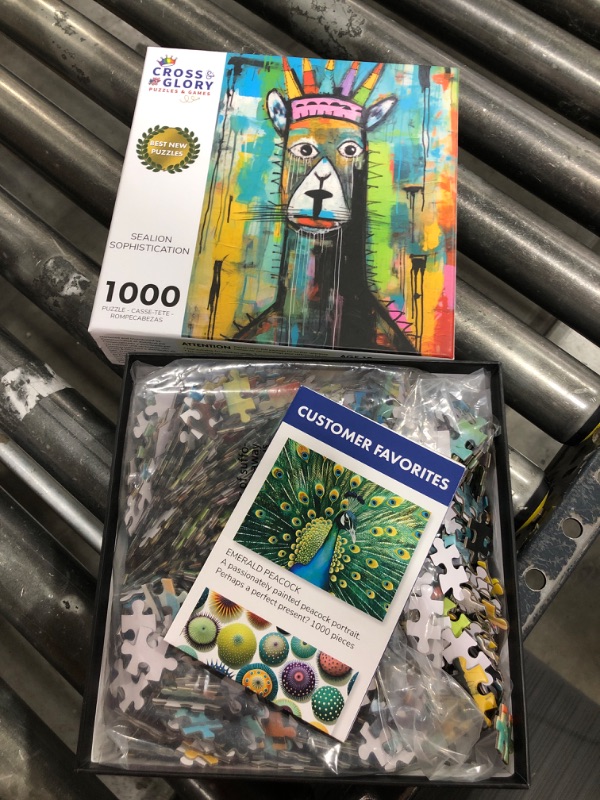 Photo 2 of  Sealion Sophistication Premium 1000 Piece Jigsaw Puzzle - Vibrant Neo-Expressionist Artwork - Eco-Friendly, Challenging Puzzles for Adults - Exclusive Deals on Puzzles by Cross & Glory 