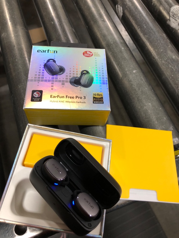 Photo 3 of  EarFun Free Pro 3 Noise Cancelling Wireless Earbuds, Hi-Res Sound, Snapdragon Sound with Qualcomm aptX™ Adaptive, 6 Mics ENC, Bluetooth 5.3 Earbuds, Multipoint Connection, Custom App, Wireless Charge 