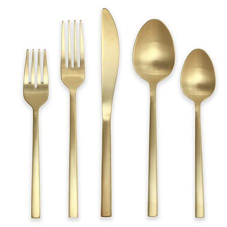 Photo 1 of  Fortessa Arezzo Brushed Gold 5pc Place Setting - Brushed Gold Stainless Steel 