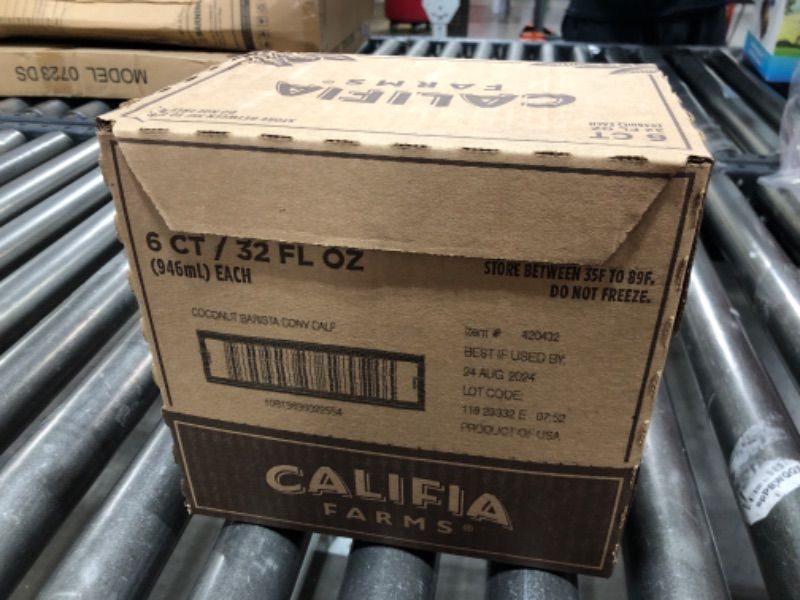 Photo 1 of  Califia Farms - Coconut Barista Blend Coconut Milk, 32 oz (Pack of 6), Shelf Stable, Dairy Free, Plant Based, Vegan, Gluten Free, Non GMO, Creamer BEST BY 24 AUG 2024