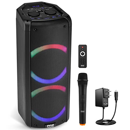 Photo 1 of  Pyle Remote Karaoke Audio System Portable Bluetooth PA Speaker - 240W Dual 6.5" Rechargeable Indoor/Outdoor BT, TWS, Party Lights, LED Display, FM/AUX 