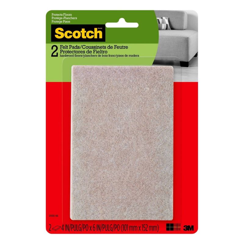 Photo 1 of  4 in. X 6 in. Beige Rectangle Surface Protection Felt Floor Pads (2-Pack) 