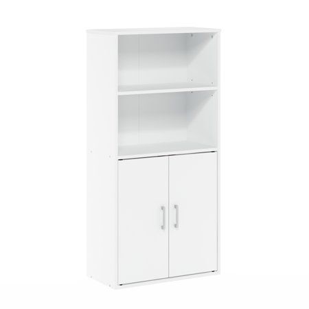 Photo 1 of  Furinno Pasir Storage Cabinet with 2 Open Shelves and 2 Doors White 