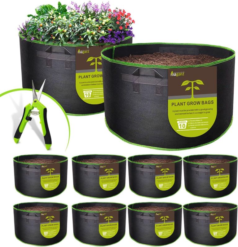 Photo 1 of 10-Pack 10 Gallon Fabric Flower Pots Garden Felt Grow Bags with Handle (Black)
