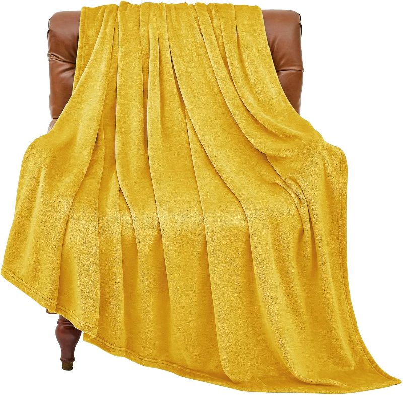 Photo 1 of BEDELITE Fleece Blanket Yellow Throw Blanket for Couch & Bed, Luxury Plush Cozy Fuzzy Blanket 50" x 60", Super Soft Warm Lightweight Throw Blanket for Travel Camping
