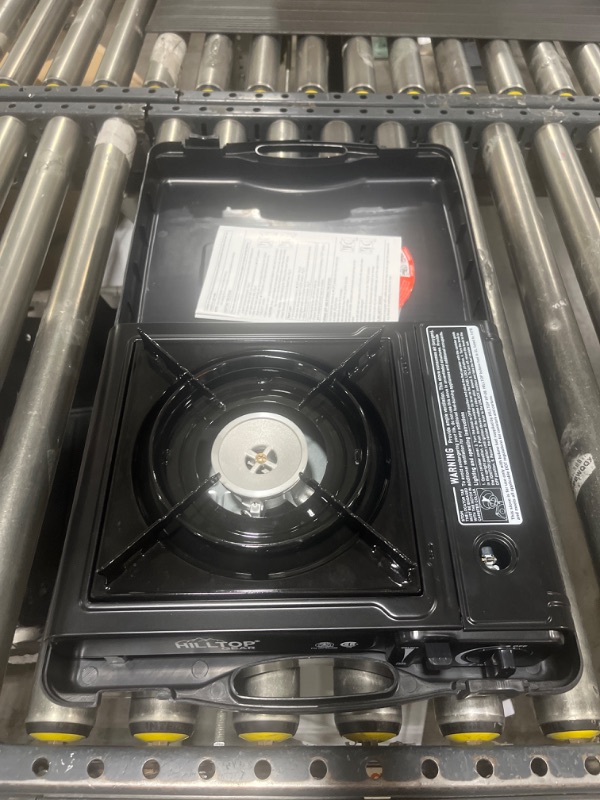 Photo 1 of 8,000 BTU Portable Gas Stove with Carrying Case for Camping, Picnics, Hiking, Fishing, BBQ, CSA Listed BLACK