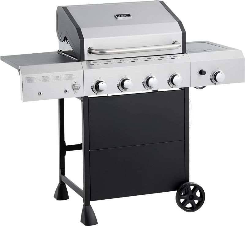 Photo 1 of  Amazon Basics Freestanding Gas Grill with Side Burner, 4 Burner (52,000 BTU), Black 