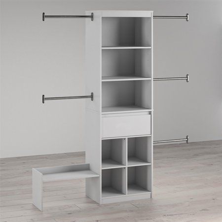 Photo 1 of  Grow with Me 68.7 in. - 95.44 in. W Gray Wall Mount Adjustable Wood Closet System with 5 Clothing Rods 