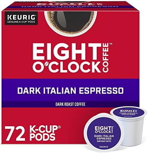 Photo 1 of  Eight O'Clock Coffee Dark Italian Espresso Roast, Keurig Single Serve K-Cup Pods, Dark Roast, 12 Count (Pack of 6) BEST BY 12 SEPT 2024