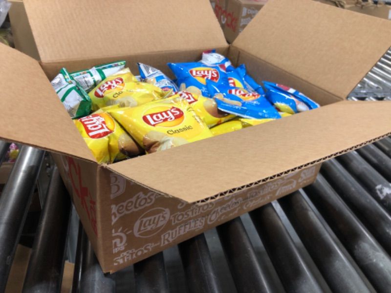 Photo 1 of  Lay's Potato Chips, 4 Flavor Variety Pack, 1 oz Single Serve Bags, (40 Pack) BEST BY 27 AUG 2024