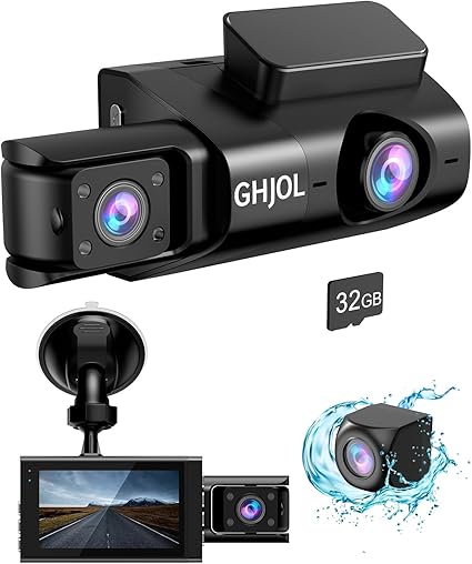 Photo 1 of 3 Channel 4K Dash Cam Front Rear Inside, Dash Camera for Cars, Car Dashboard Camera Recorder with 2'' IPS Screen, 24h Parking Mode, Loop Record, Night Vision, 170°Wide Angle WDR, G-Sensor, WiFi