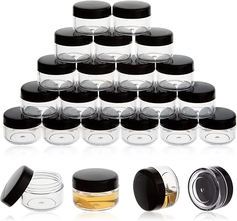 Photo 1 of  Sample Containers with Lids, 25PCS Mini Makeup Containers, Empty Plastic Travel Cosmetic Containers with Labels