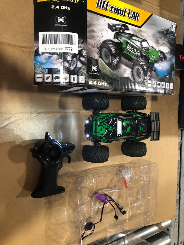 Photo 1 of Remote Control Car, Remote Control Truck, 2.4Ghz All Terrain Off-Road Monster Truck, 20 KM/H Rc Cars with LED Bodylight and 2 Rechargeable Batteries Toys for Boys Age 4-7 8-12 Blue With Headlights& Body Light