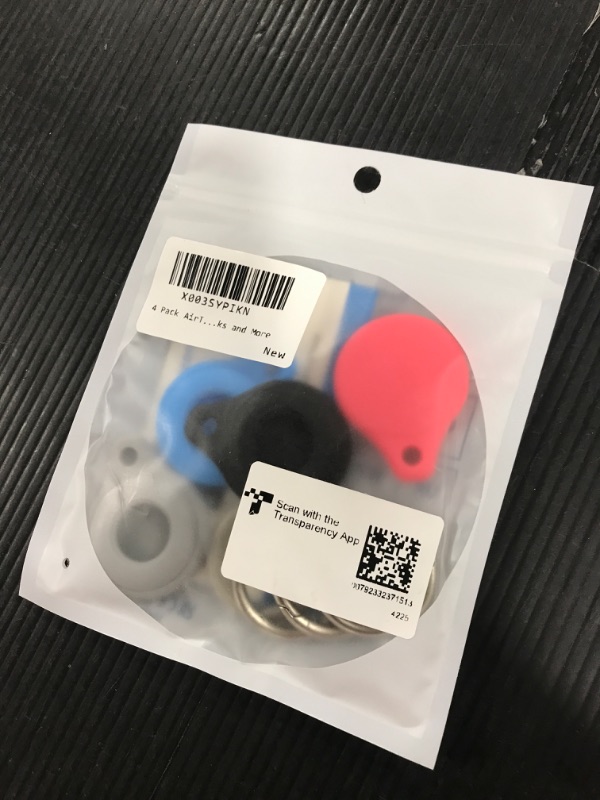 Photo 1 of 2024 Newest 4 Pack AirTag Holder Compatible with Apple AirTag, AirTag Case with Keychain, Multi-Color Protective Silicone AirTag Accessories Tracker Cover for Kids, Keys, Pets Collar, Luggage Grey/Light Blue/Rose/Black
