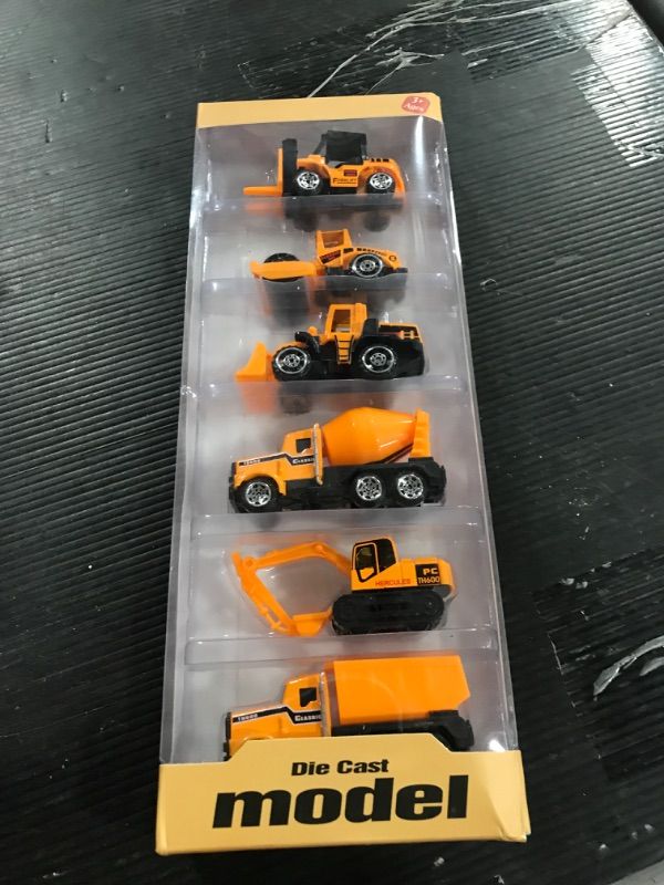 Photo 2 of Small Construction Toys, 6Pcs Construction Vehicles Trucks Kids Birthday Gifts Vehicle Toy Toddlers Boys Mini Car Set Die Cast Engineering Excavator Digger Trucks