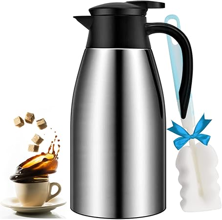 Photo 1 of 68oz Coffee Carafe Airpot Insulated Thermos Urn Stainless Steel Vacuum Thermal Pot Flask for Hot Beverage / Water, Tea - Keep 12 / 24 Hours Hot / Cold …
