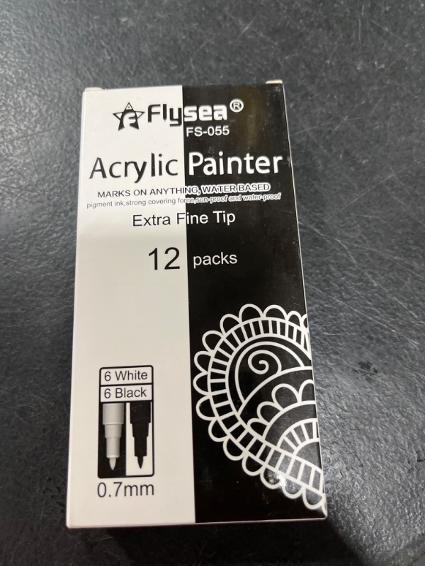 Photo 1 of 12 Pack Easter Paint Pens, Acrylic Paint Markers for Easter Egg, 0.7mm Acrylic Markers for Rock Painting Stone Ceramic Glass Wood Plastic Glass Metal Canvas, White & Black Water-based