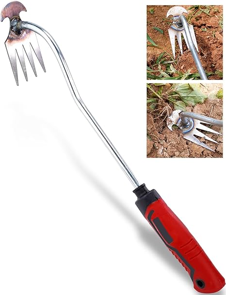 Photo 1 of 2024 Artifact Uprooting Weeding Tool, 16 Inch Rubber Handle Long Hand Weeder, 4 Teeth Manganese Steel Forged Gardening Hand Weeder Tools, Seniors Best Garden Tools for Vegetable Gardening &Weeding Pack x6