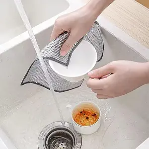 Photo 1 of 10 pieces of Multipurpose Wire Dishwashing Rag: Non-Scratch Mesh Dishcloth for Kitchen Cleaning, Durable Stainless Steel Scrubber, Suitable for Wet and Dry Use