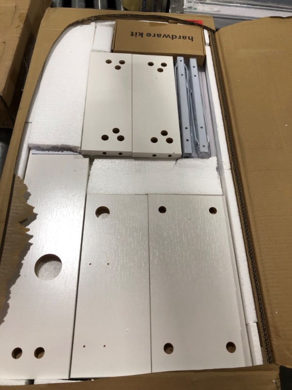 Photo 1 of Wall Mounted Drop-Leaf Table, Floating Laptop Desk, Folding Table with Shelves, Multifunctional Computer Workstation with Storage Compartments in Home Office for Space Saving (White) 33.07IN White