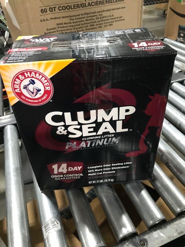 Photo 1 of ARM & HAMMER  EXP.05/26/2024  Clump & Seal Platinum Multi-Cat Complete Odor Sealing Clumping Cat Litter 37 lbs + Health IQ Cat Litter Additive, with Color Changing Health Indicators, Works with Most Litter, 10 oz Multi-Cat Complete Odor Sealing Clumping C