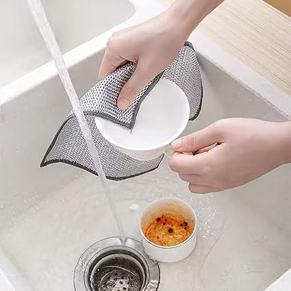 Photo 1 of 10 pieces of Multipurpose Wire Dishwashing Rag: Non-Scratch Mesh Dishcloth for Kitchen Cleaning, Durable Stainless Steel Scrubber, Suitable for Wet and Dry Use
