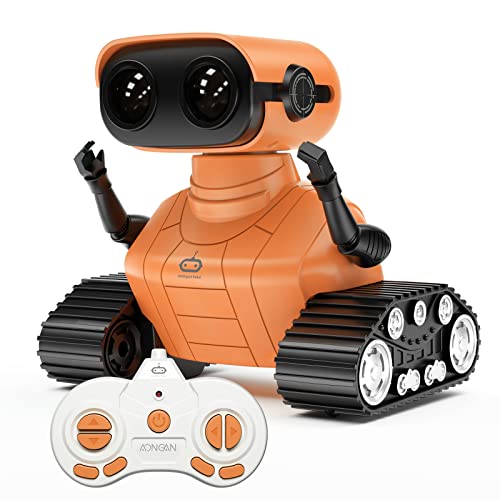 Photo 1 of AONGAN Robot Toys - Remote Control Robot Toys for Kids, Dancing Singing Music LED Eyes Demo, Interactive Engaging Robots, USB Charging Tech Gifts Toys for Boys Girls 3 4 5 6 7 8 9 Years Old (Orange)