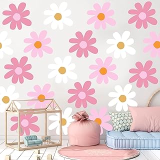 Photo 1 of 12 Sheets Daisy Wall Decals Flower Wall Stickers Large Daisy Wall Stickers Daisy Decals for Wall Peel and Stick for Nursery Bedroom Living Room Wall Decor
