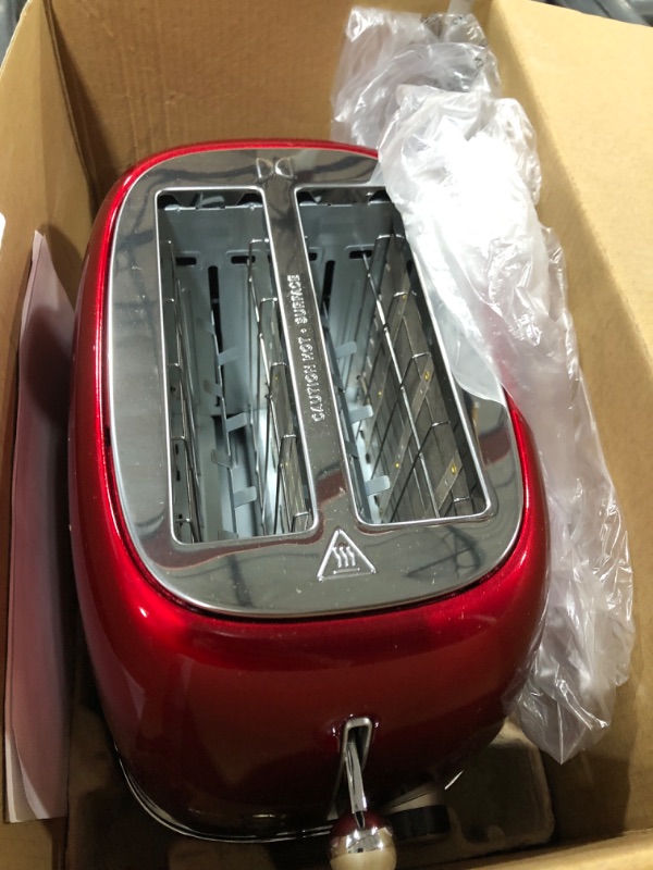 Photo 2 of 2 Slice Toaster Roter Mond Retro Stainless Steel Toaster with Bagel, Cancel, Defrost Function and 6 Bread Shade Settings Bread Toaster, Extra Wide Slot and Removable Crumb Tray, Red