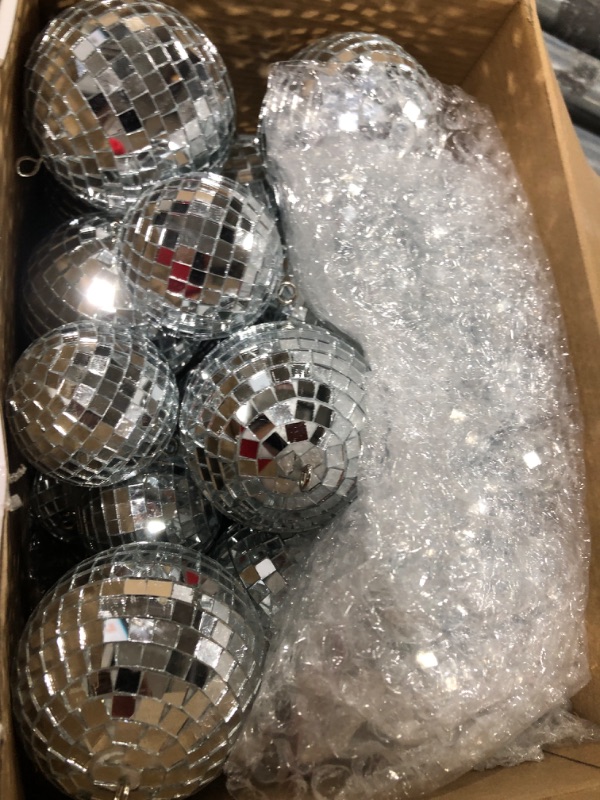 Photo 2 of  Christmas Hanging Disco Ball Ornaments Mini Disco Ball Cake Decoration Bulk Reflective Disco Balls Decorations for Christmas Tree Disco Party 