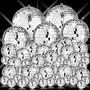 Photo 1 of  Christmas Hanging Disco Ball Ornaments Mini Disco Ball Cake Decoration Bulk Reflective Disco Balls Decorations for Christmas Tree Disco Party 