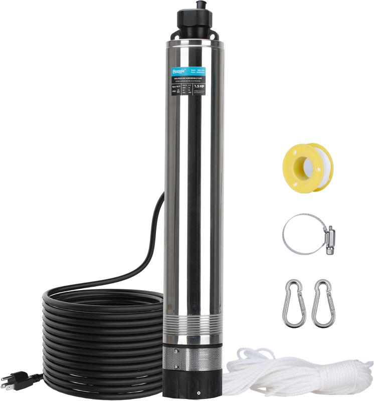 Photo 1 of 1.5HP Shallow Deep Well Pump 170FT Head, 1902GPH w/72.2FT Power Cord 115V, Stainless Steel Submersible High Pressure Water Well Pump, Shallow Well Pump for Home, Irrigation Low Noise