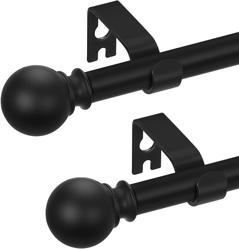 Photo 1 of 2 Pack Black Curtain Rods 48 to 84 Inches(4-7 Feet),5/8 inch Splicing Drapery Rods,Small Curtain Rods Set,Size: 36''-88'',Matte Black