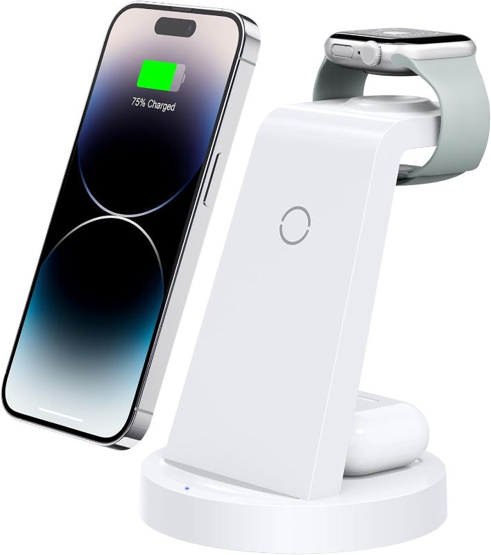 Photo 1 of 3 in 1 Charging Station for iPhone - Wireless Charger for Apple Products Multiple Devices - Charging Dock Stand for AirPods (for iPhone 15 14 13 pro 12 11 X...
