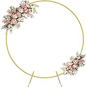 Photo 1 of  Gold Round Backdrop Stand Metal Circle Balloon Arch Frame Wedding Arch for Ceremony Birthday Party Anniversary Bridal Graduation Decoration