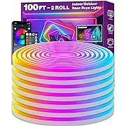 Photo 1 of 100Ft Neon Rope Lights,Flexible Led Rope Lights Control with App/Remote,Multiple Modes Rope Lights,IP65 Outdoor RGB Led Neon Lights Waterproof,Music Sync Gaming Led Neon Light Strip for Bedroom Decor
