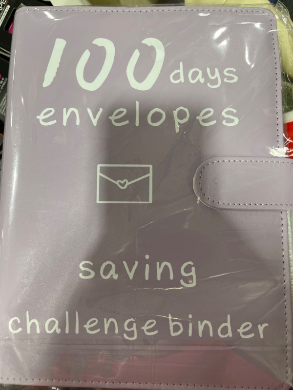 Photo 2 of 100 Envelopes Money Saving Challenge Binder with Erasable Marker&Cash Number Stickers,100 Days Saving Challenge Book with Cash Envelopes,A5 Savings Binder with Magnetic Buckle for Cash Stuffing,Purple