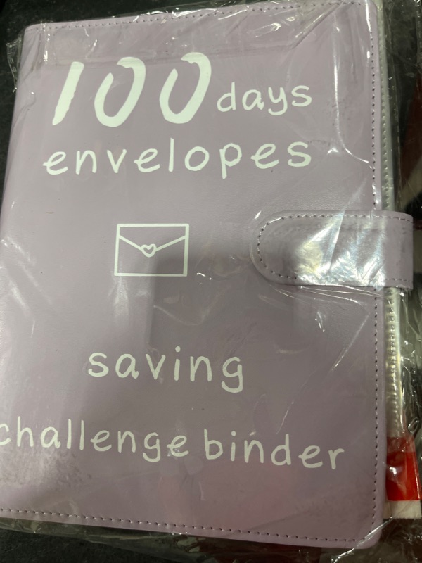 Photo 2 of 100 Envelopes Money Saving Challenge Binder with Erasable Marker&Cash Number Stickers,100 Days Saving Challenge Book with Cash Envelopes,A5 Savings Binder with Magnetic Buckle for Cash Stuffing,Purple