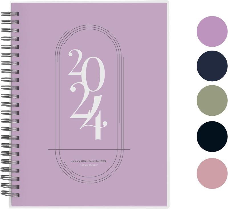 Photo 1 of 2 PACK Rileys 2024 Weekly Planner - Annual Weekly & Monthly Agenda Planner, Jan - Dec 2024, Aesthetic School Planner, Flexible Cover Purple Planner, Daily Planner, Twin-Wire Binding Student Planner 8" x 6" 